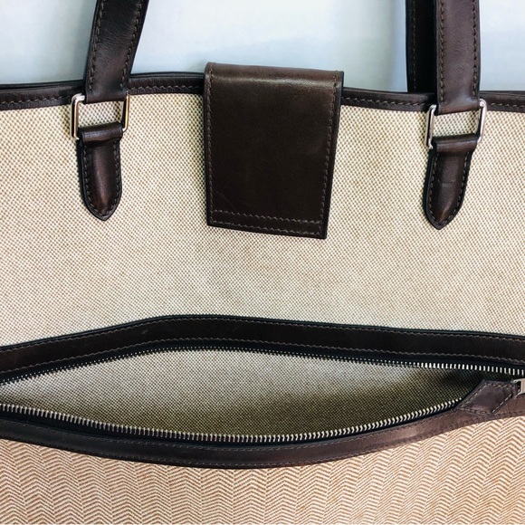 Vintage Hermes Toile & Swift Cap d'Ail Tote Canvas Leather Large Authentic COA - Picture 7 of 12